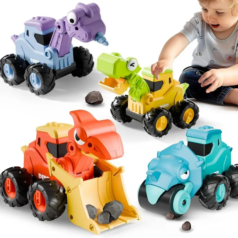 

Plastic Children Pull Back Car Puzzle Press Dinosaur Engineering Car Model Cartoon Educational Excavator Car