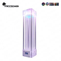 FREEZEMOD Cuboid A-RGB Reservoir Square Water Tank 5V AURA Temperature LCD Display 168/218/268mm Metal Cover PM-WDX5V
