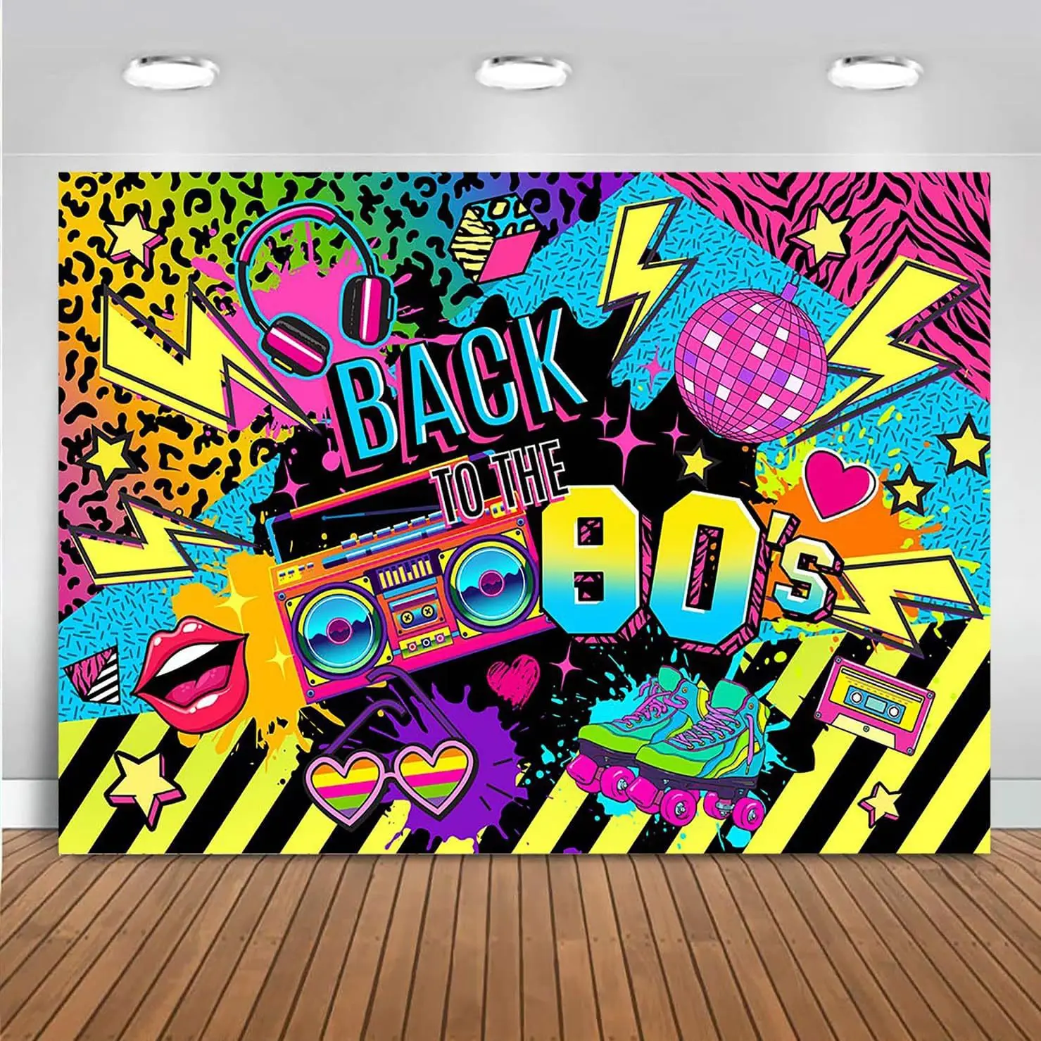 

Back to 80's Photo Backdrop for Party Decoratios Graffiti Neno Dance Music Retro Radio Hip Hop Photo Booth Prop