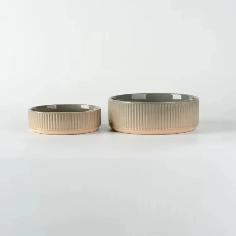 Customizable ceramic pet bowl and storage tank set