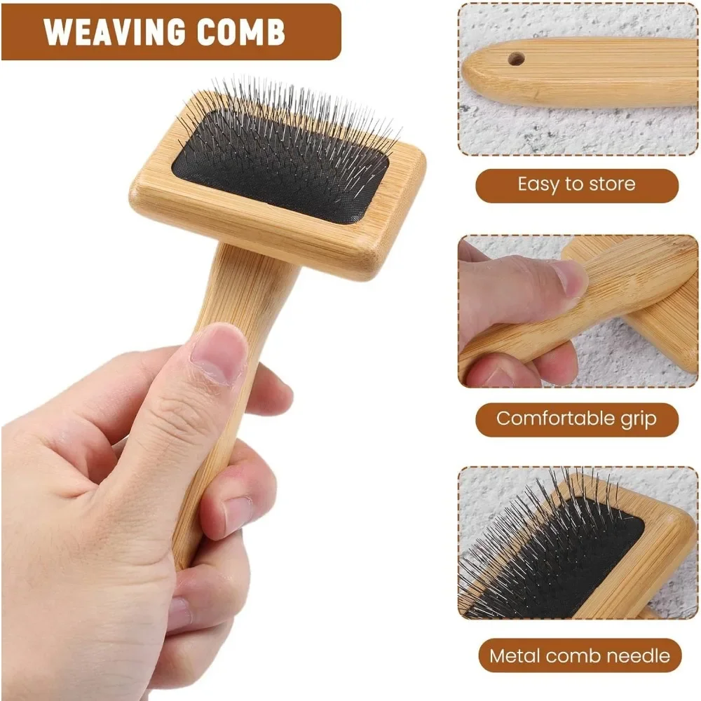 Haustier Kamm 14,5*7*3,5 cm Tapisserie Weben Kamm Makramee Slicker Pinsel Baumwolle Seil Offenen Knoten Kamm stricken Zubehör