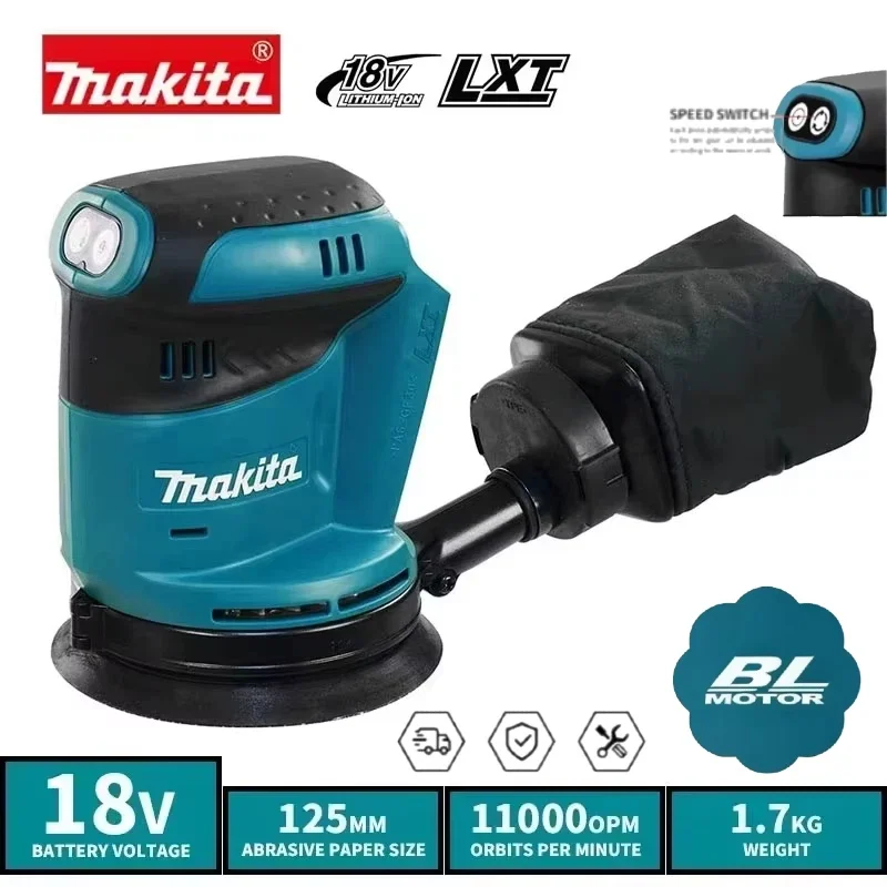 

Makita 18V Brushless DBO180Z Cordless Rechargeable Disc Random Orbital Sander Woodworking Sanding Putty Polishing Bare Tool