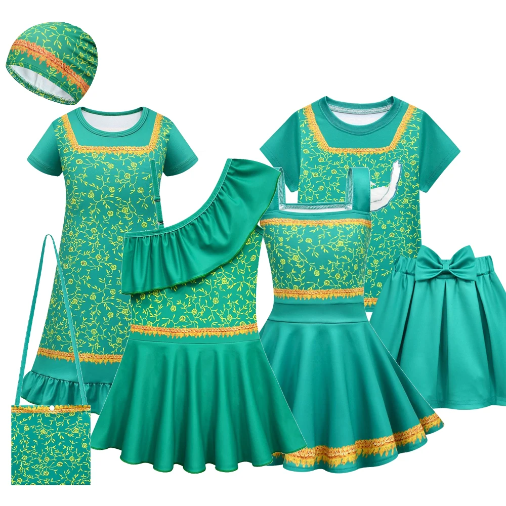 

Movie Fiona Cosplay Costume Full Sets Green Dress Uniform for Kids Outfit Halloween Carnival Party Performance Clothes Roleplay