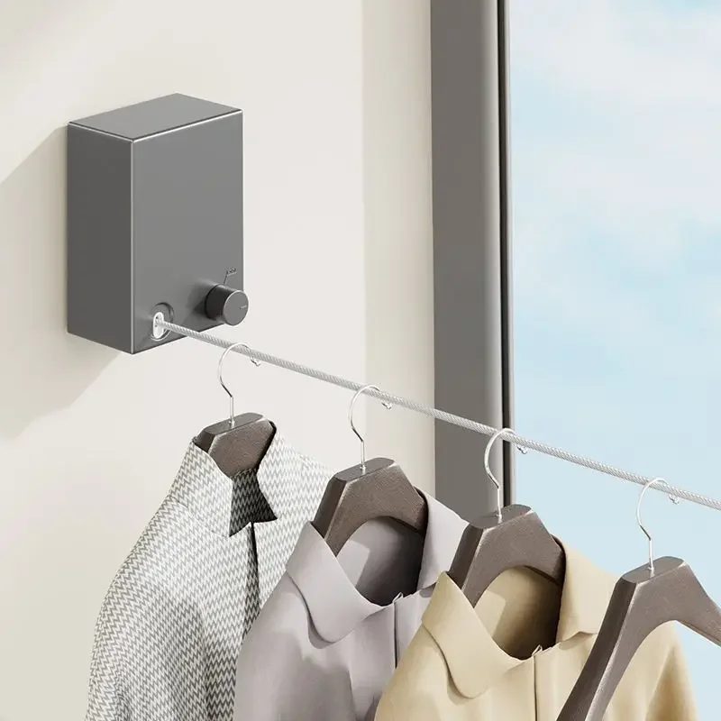 

Invisible clothesline shrinking clothes drying artifact indoor punch-free bathroom telescopic balcony wire rope rack