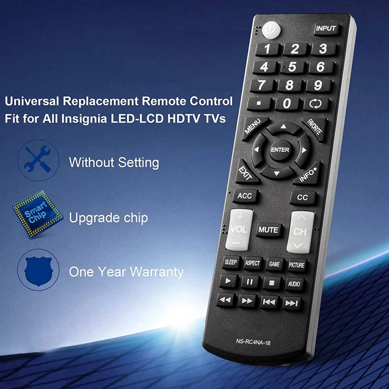 DT39 Universal Remote Control Replacement for All Insignia TV NS-RC4NA-18, Stable Infrared Performance, 10M Range, Black