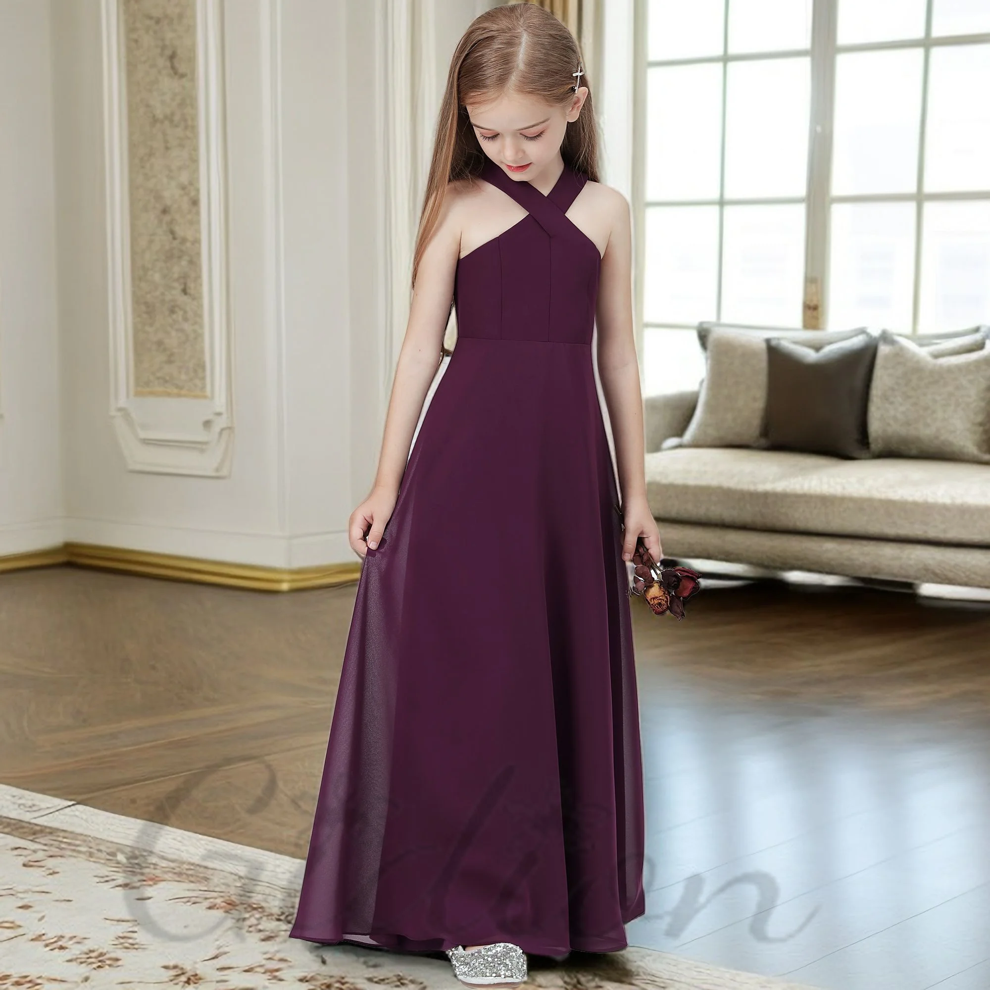 Junior Bridesmaid Dress For Children Wedding Festiviy Celebration Pageant Ball-Gown Birthday Evening Party Banquet Event Prom