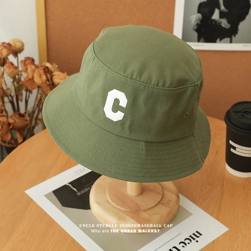 Summer Unisex Letter C Fisherman Hat for Men Sunscreen Panama Cap Anti-ultraviolet Shade Outdoor Camping Bucket Cap Women