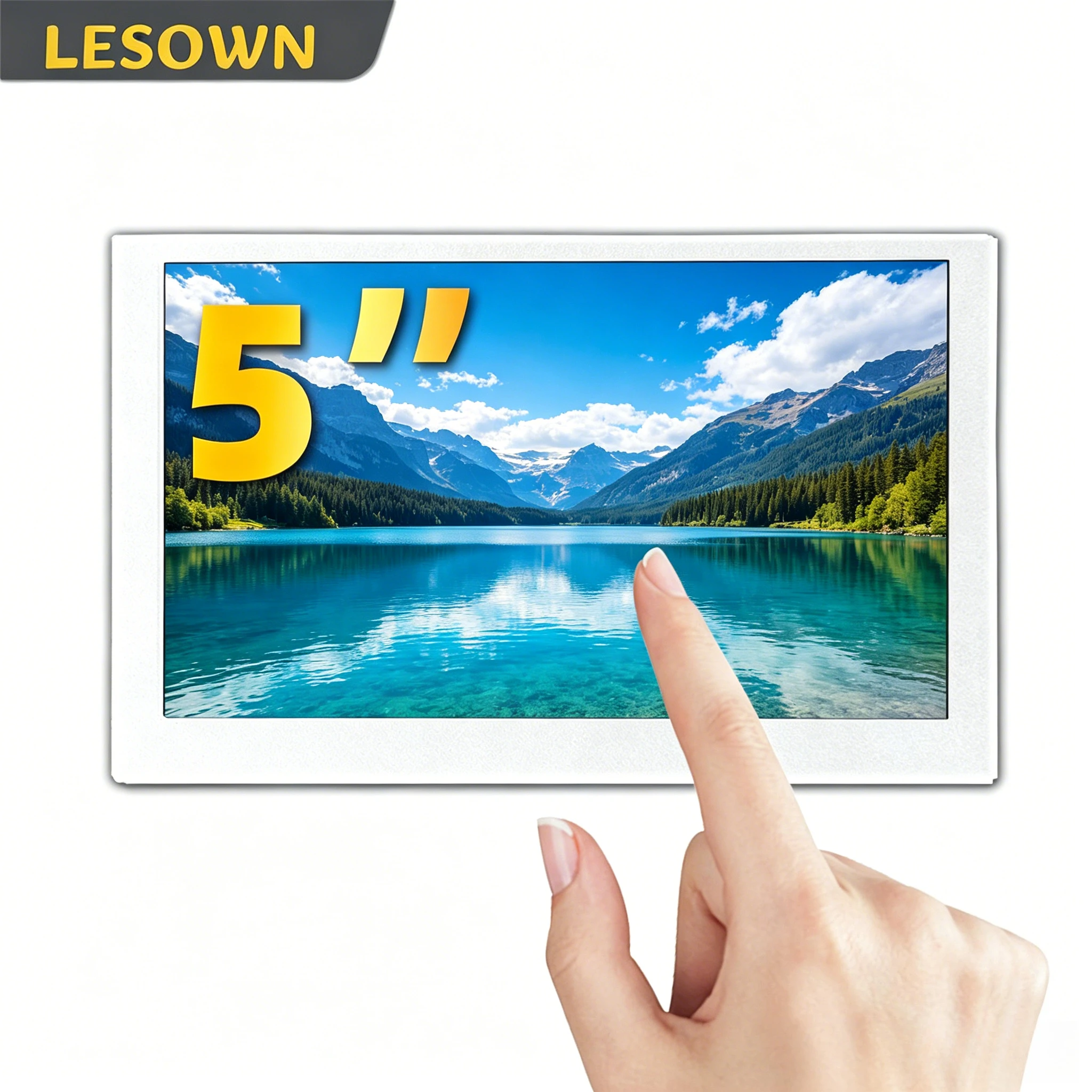 LESOWN Mini 5.0 Inch 800x480 SBC External Touch Panel White Metal HDMI 60Hz Extender Screen with Built-in Speaker