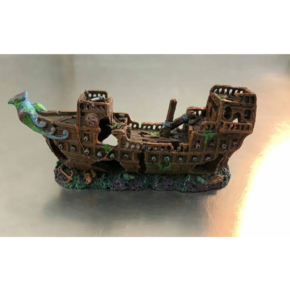 

Pirate Ship Decorations Resin Artificial Fish Tank Aquarium Underwater Shipwreck Decor Lifelike Beautiful Non Toxic Easy Wash