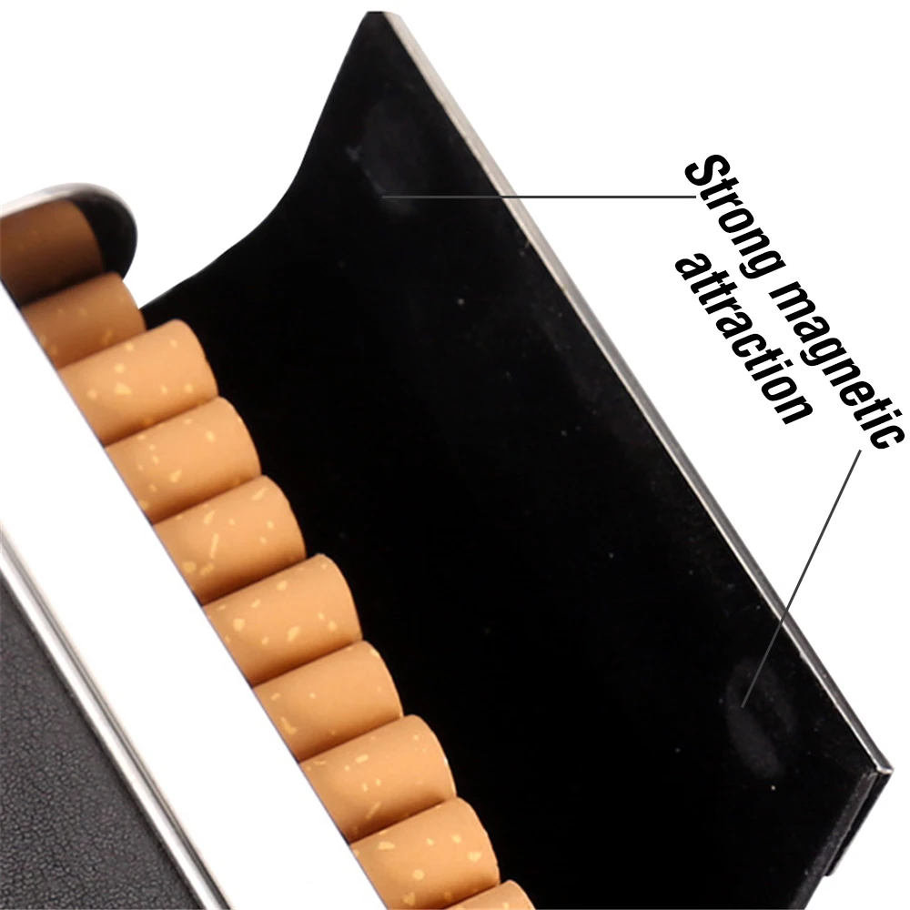 Stainless Steel Flip Cover Cigarettes Case Hold 20pcs 84mm Cigarette Tobacco Holder PU Cigarette Storage Box Men Smoking Gadgets