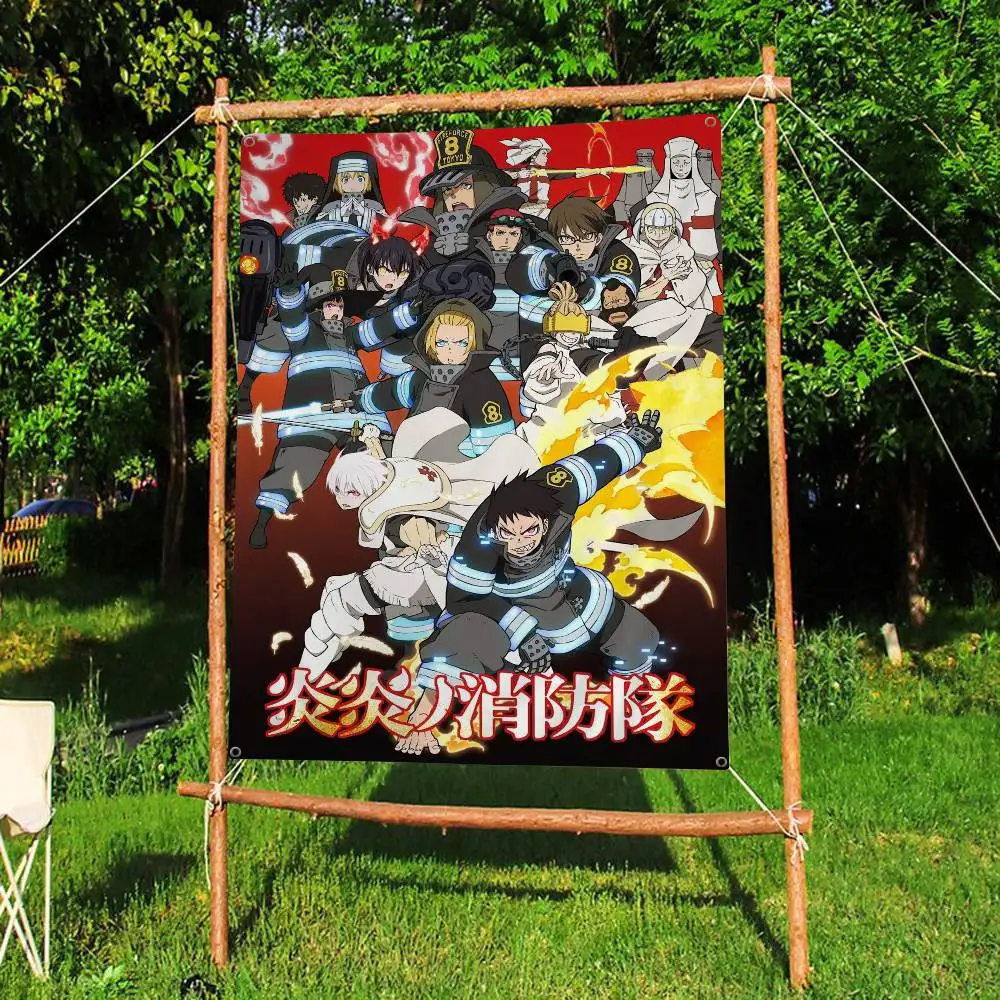 Fire F-Force Anime Banner Art Printing Japanese Wall Flag Anime Wall Hanging Home Decor