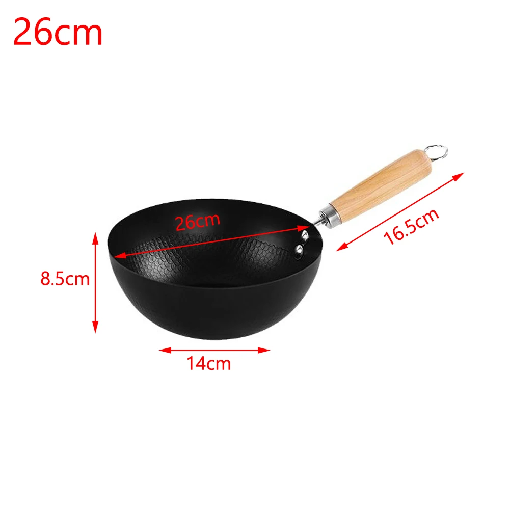 Cast Iron Wok for One Person Meal Preparation Wrought Iron Construction Fits Induction Cooktop Gas Stove Electric Hob Pan 3