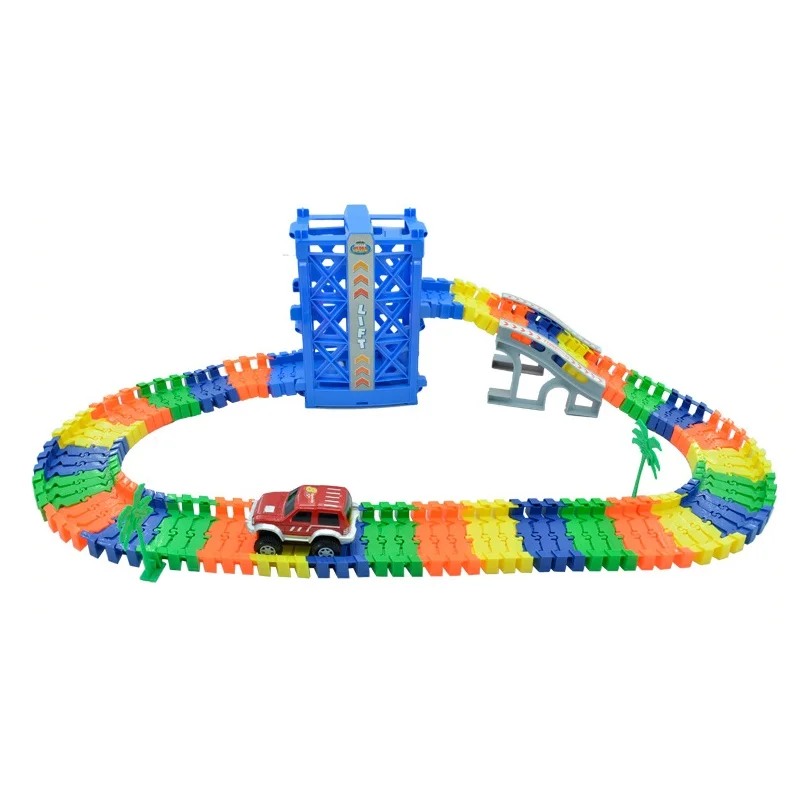 120pcs Track Racing Track, DIY Do-it-yourself Racing Track, Flexible Racing Track, Electronic Flash, Car Toys for Children