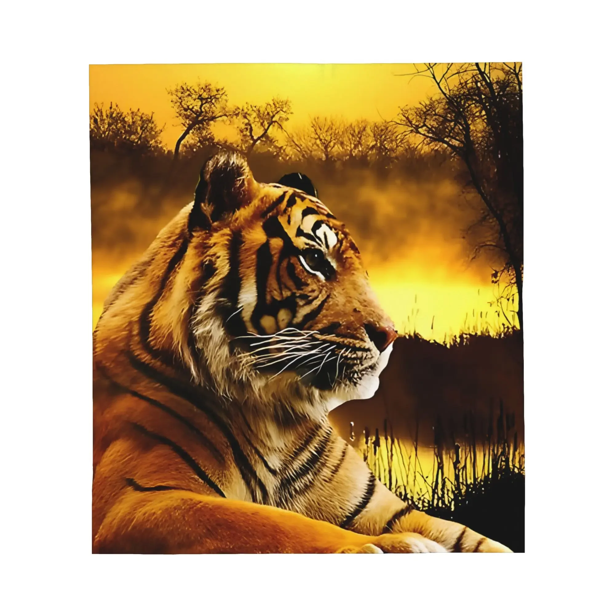1PC Tiger And Sunset blanket Throw Furry Winter Blankets for Adults Bedding Home Interior Fluffy Plaid Sofa Knee