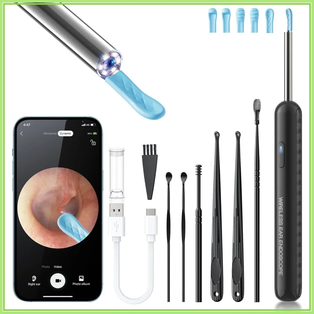 Ear Wax Removal Tool with 1080P HD Camera, 6 Soft Spoons, Otoscope for iOS & Android, FSA-HSA Eligible