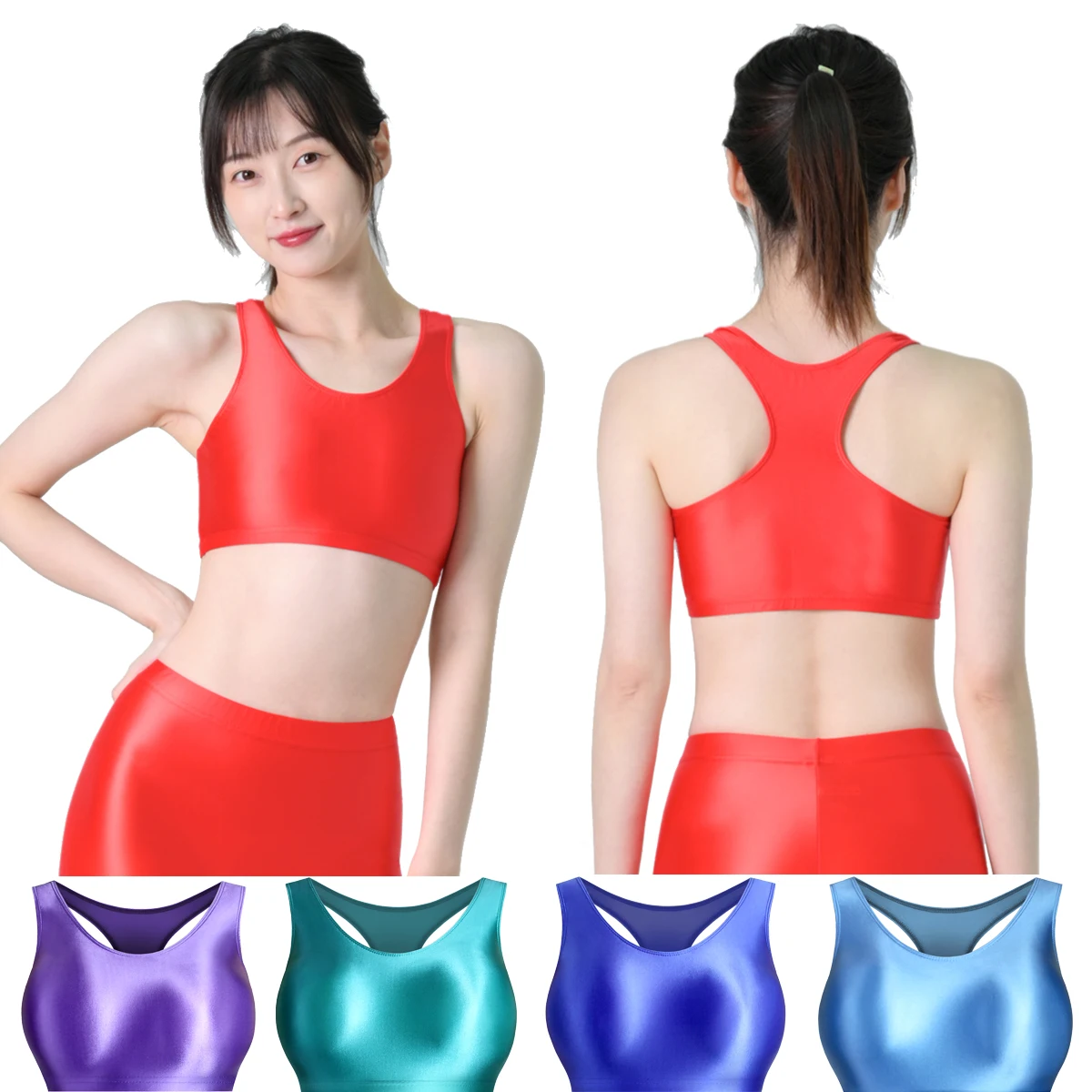 MJINM Women Sexy Glitter Racerback Sports Tank Tops Thin Tight Yoga Vest Ladies Stretch Base Layer Workout Tops Beach Vacation