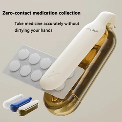 2 In1Pill Box with Pill Cutter 4 Grids Portable Daily Compact Medicine Dispenser Sealed Mini Clear Tablet Taker for Home Travel