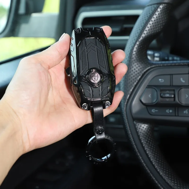 سبائك الزنك لـ 2024+ تويوتا تاكوما / 2022+ حافظة مفاتيح تندرا وحقيبة مفاتيح بإبزيم دائري (نموذج Mecha) ملحقات السيارة #6