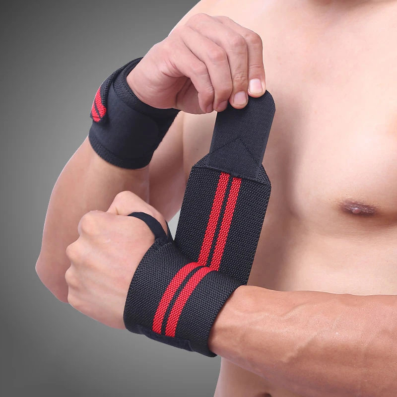 1 Pair Adjustable Bandages Weightlifting Wristbands Wrist Protector Brace Support Brand Professional Sports Grey image 2