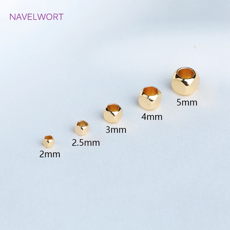 2/3/4 mm hohle Würfelperlen, 18 Karat vergoldete Messing-Abstandsperlen, Trenner für Perlen, DIY-Schmuckherstellungszubehör, Großhändler – Detail 14
