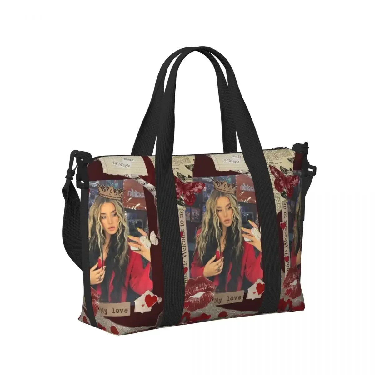 

Spanish Lola Indigo Beach Travel Bag Large Capacity Tote Bags for Gym Sport Women Shopping Duffle Shoulder Bag