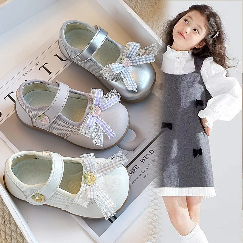 

Girls' Sneakers for Ages 1-8 Beige Bow Children's Soft-Sole Baby Shoes Light Purple Childrens Mary Jane Shoes Kids Leather Shoes