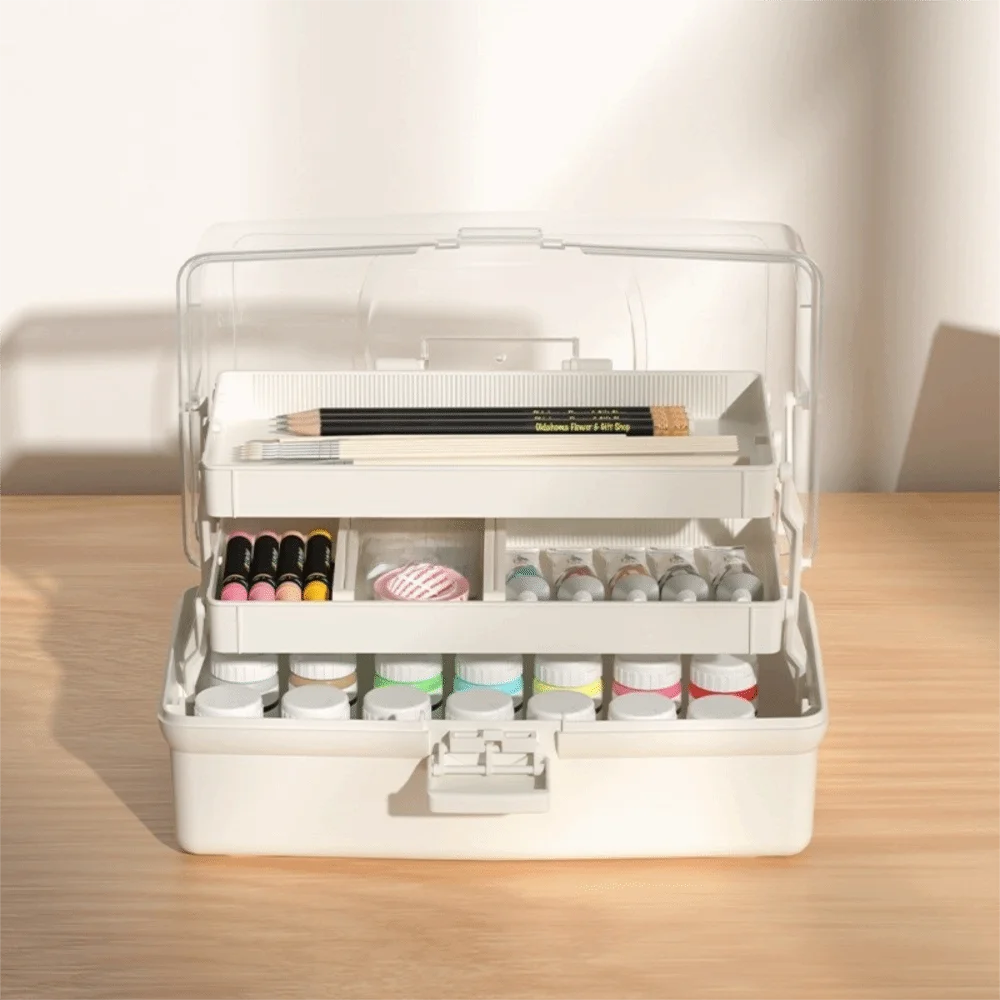 

Fishing Gear Portable 3 Layer Storage Box Clear Stackable Multipurpose Storage Box Plastic Art Craft Organizer Bead Storage