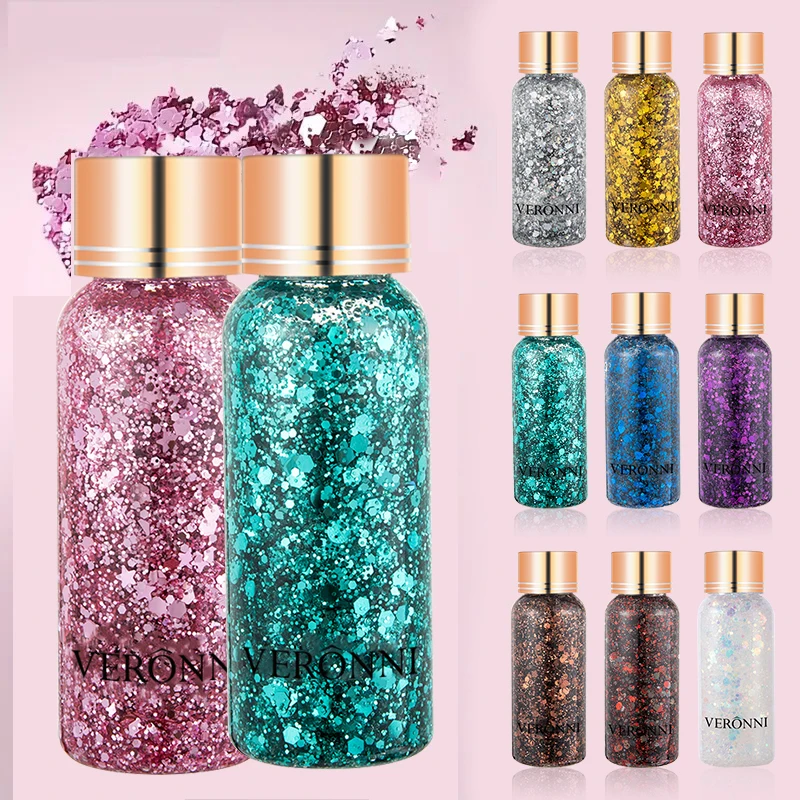 9 色のボディペイントグリッタージェルフェイスリップスターグリッターアイシャドウホリデーステージ輝く肌と眩しいメイクアップ