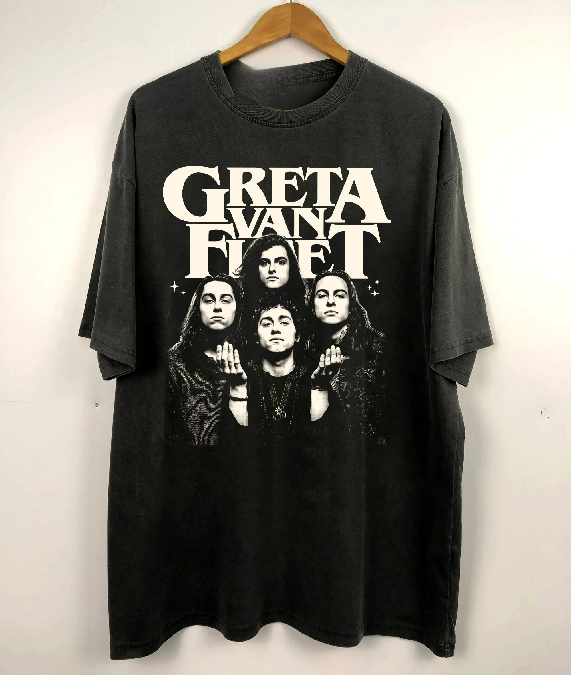 Greta Van Fleet Tour-T-Shirt, Starcatcher-Album, Retro-Rock-Paar-T-Shirt aus Baumwolle, Streetwear-Shirt, Damenbekleidung, übergroßes T-Shirt – Detail 5