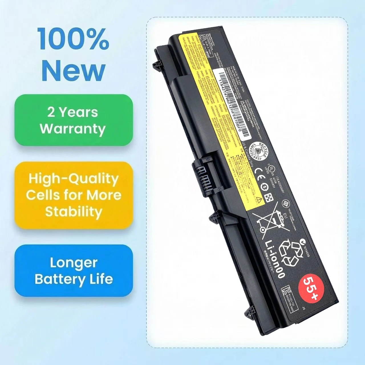 55+ Laptop Battery for Lenovo ThinkPad T410 T510 T520 W510 W520 L412 L420 L512 SL410 SL510 42T4799 42T4751 42T4235 42T4753