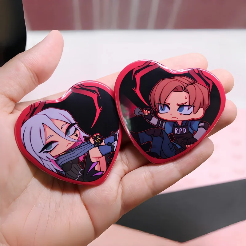 DeadbyDaylight x Resi dent Evil Heart Button Pins Obsession Series Dwight Jake Leon Horror Game Brooch Fans Collect Gift
