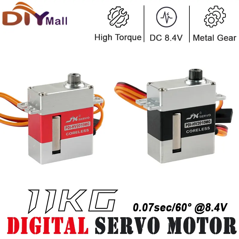 

JX PDI-HV2010MG Digital Mini Servo 11KG High Torque Coreless Motor 8.4V Metal Gear For RC Helicopter Robot Arm Crawler