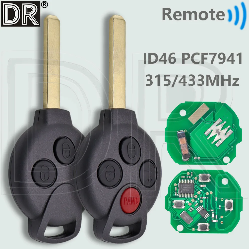 

DR KR55WK45144 ID46 PCF7941 315/433MHz Car Remote Key For Mercedes Benz Smart Smart Fortwo 451 2007-2013