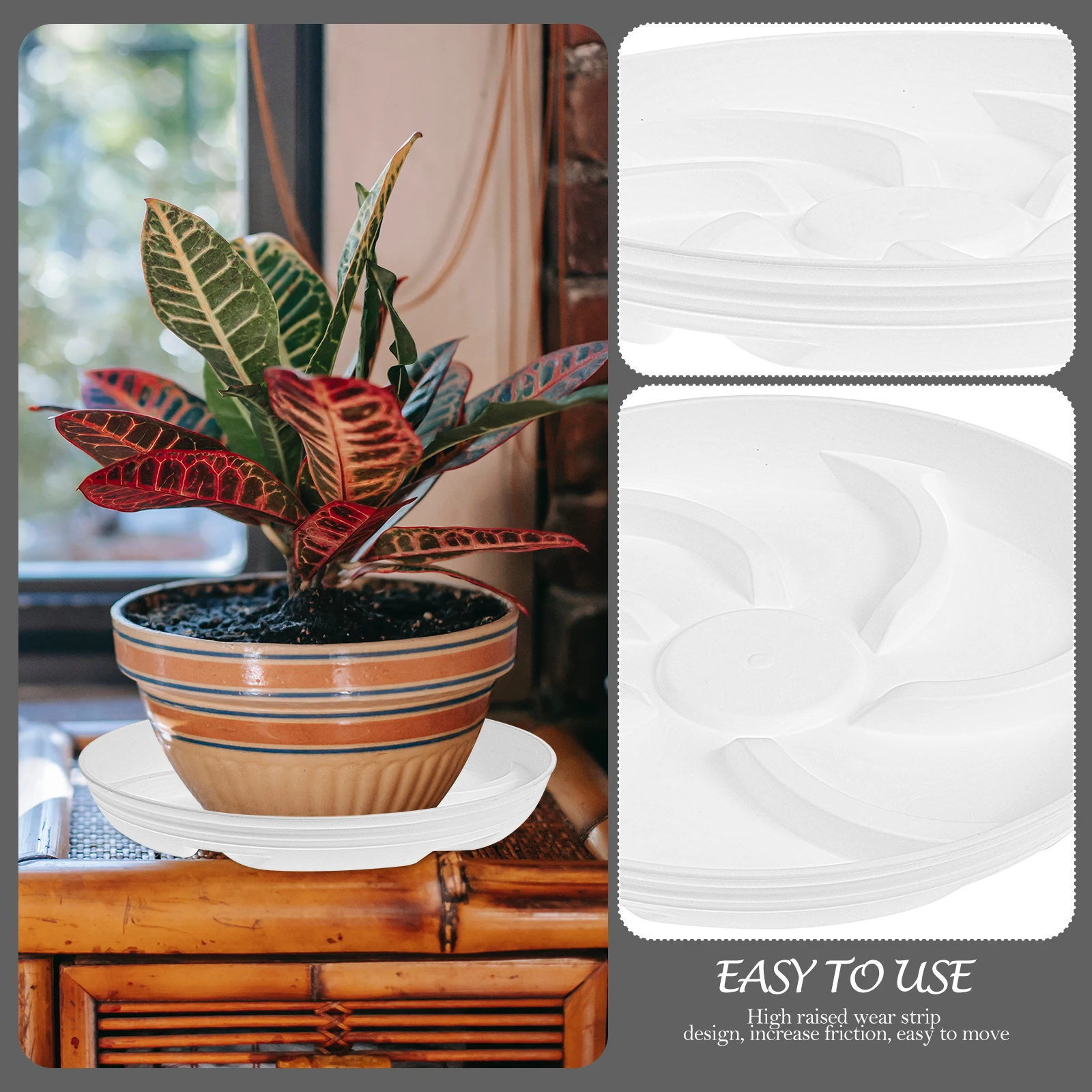 

5pcs Resin Flowerpot Trays Round Plant Pot Base Garden Supplies Water Resistant Tray For Balcony Gardening Plant Tray
