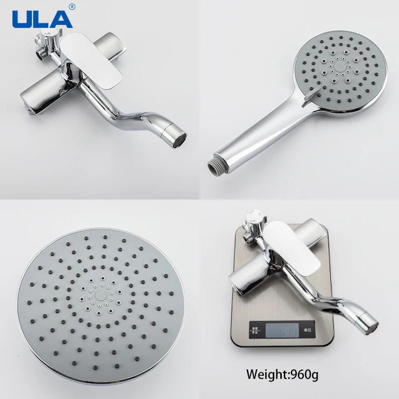 Imagem -05 - Ula-chrome Shower Faucet Grupo Black Tap Misturador de Água Quente e Fria Latão Rain Shower Head Sistema de Chuva Banheira