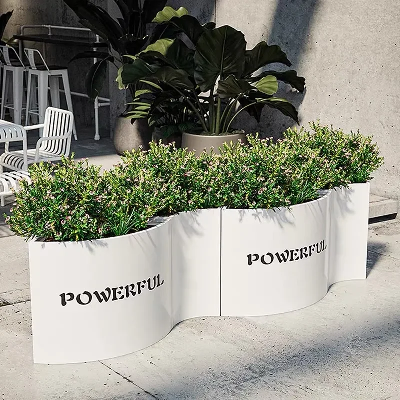 Outdoor Wrought Iron Flower Box Creative Round Combination Planter Commercial Street Square Greening Flower Bed Park Flower