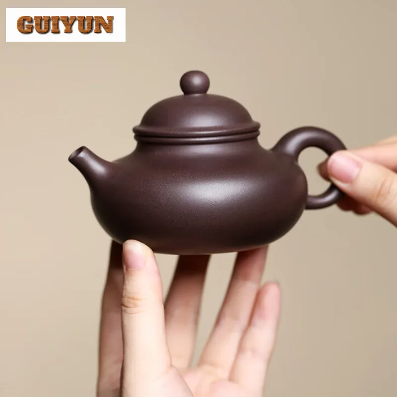 

175ml Retro Yixing Purple Clay Teapots Handmade Rong Tian Pot Raw Ore Purple Mud Tea Maker Kettle Chinese Zisha Tea Set Craft