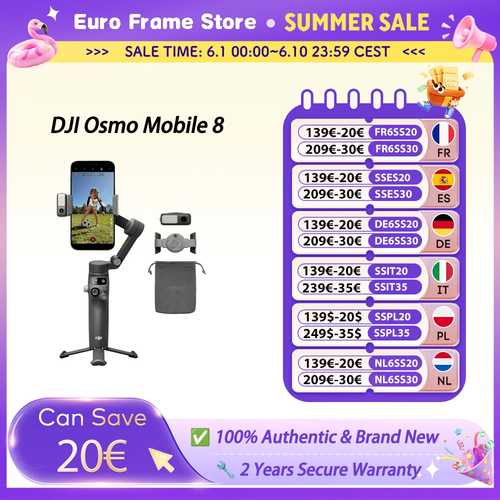 DJI Osmo Mobile 8 OM8 Smartphone Gimbal Stabilizer 3 Axis Mobile Phone Gimbal Original Brand New OM8
