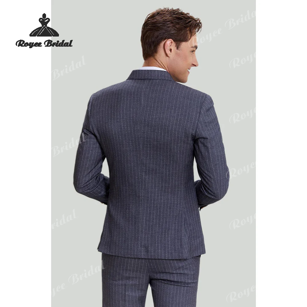 Pinstripe Three Piece Men's Wedding Suit 2026 Peak Lapel Double Breasted  Evening Prom Suit costume homme mariage