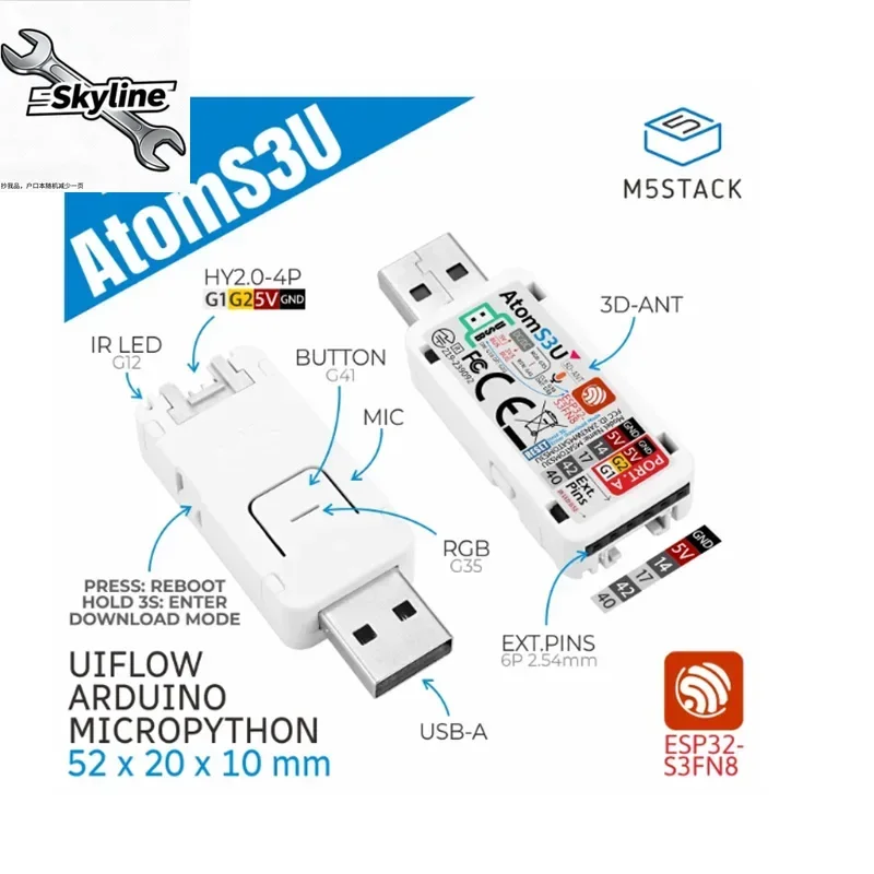 1pcs M5Stack AtomS3U IoT Multi functional ESP32-S3 Development Board USB Type-A Interface