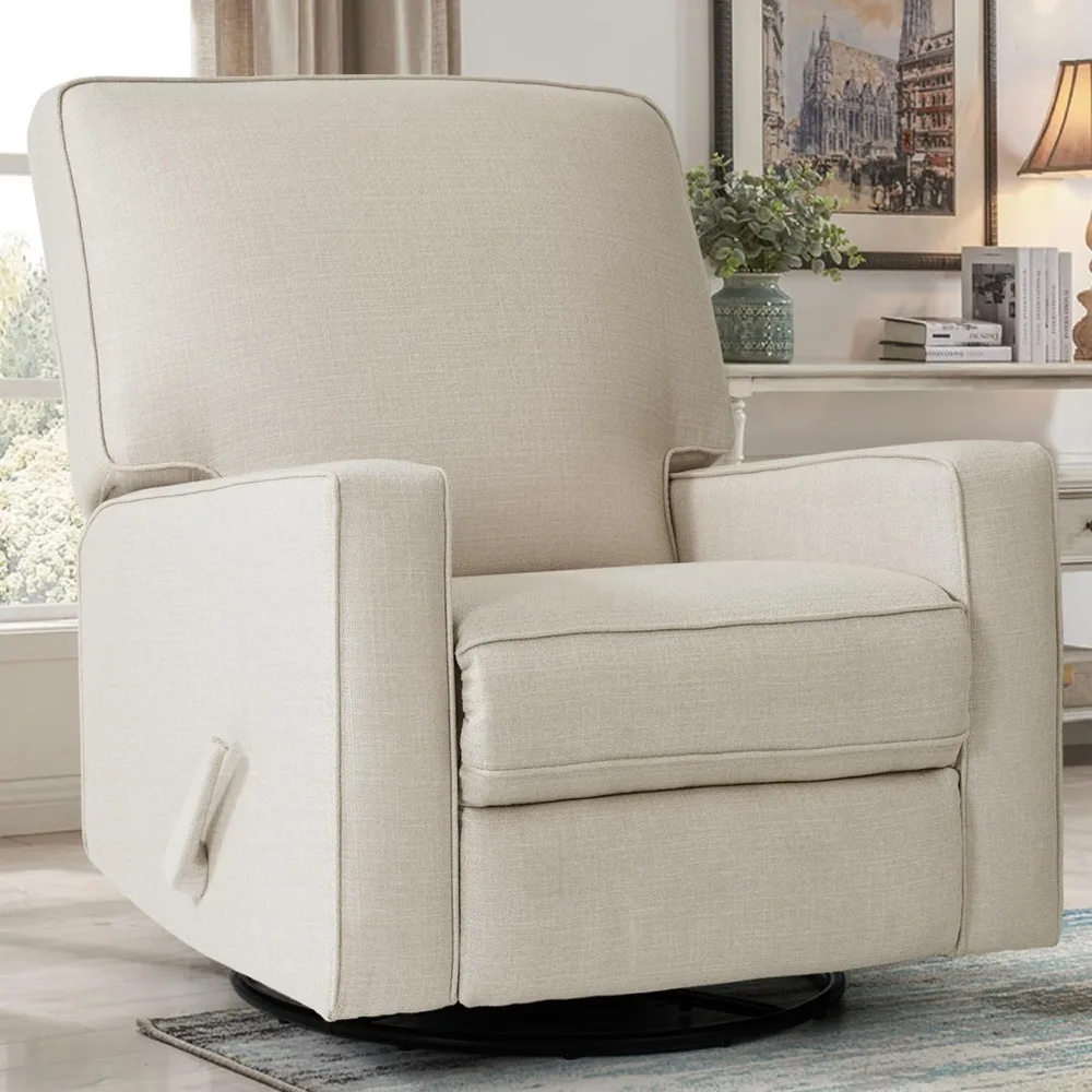 

Swivel Rocker Recliner Chair, Glider Rocker Recliner, Fabric Chair with High Back & Deep Seat