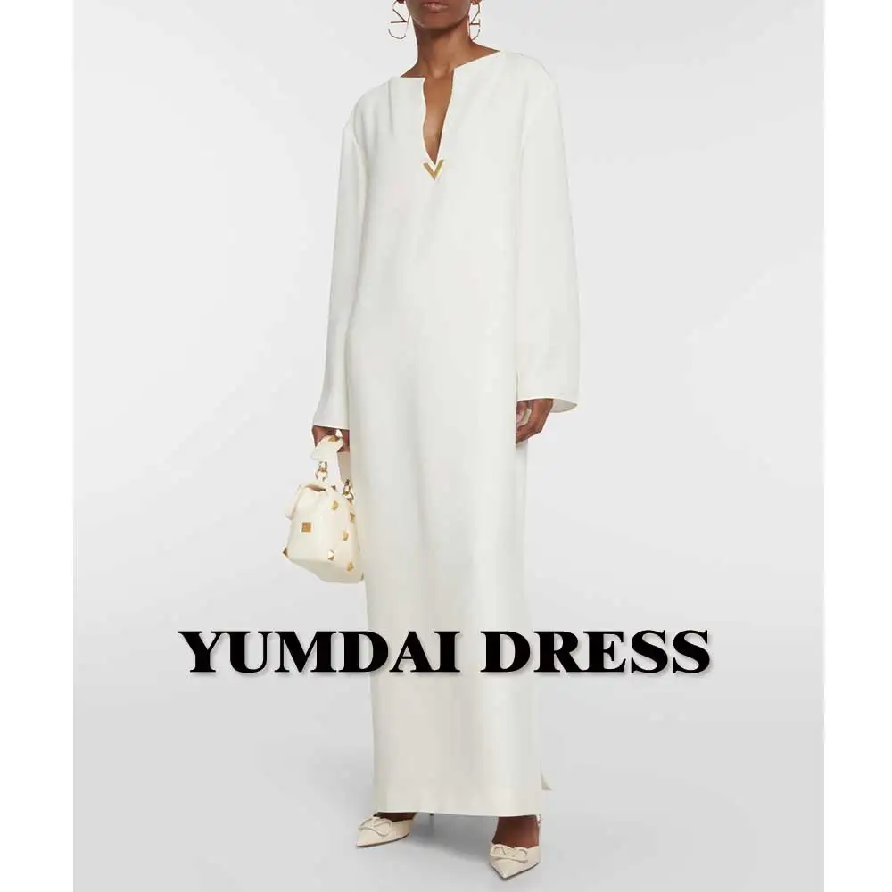 YUMDI Beige Double Rotator Sleeves Evening Dress Straight Casual Gown And Floor Style Dubai Luxury Temperament Ladies Dress