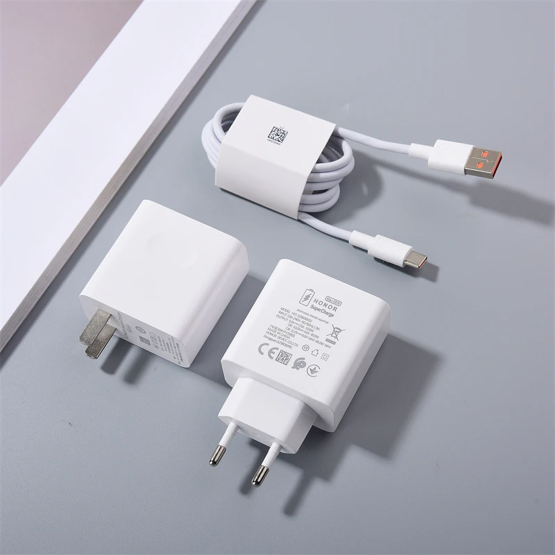 Honor 66W Super Fast Charger Original EU/US Power Wall Adapter 1M 6A Type C Cable For HONOR 60 50 SE Pro X30 X20 X9 V40 Magic V