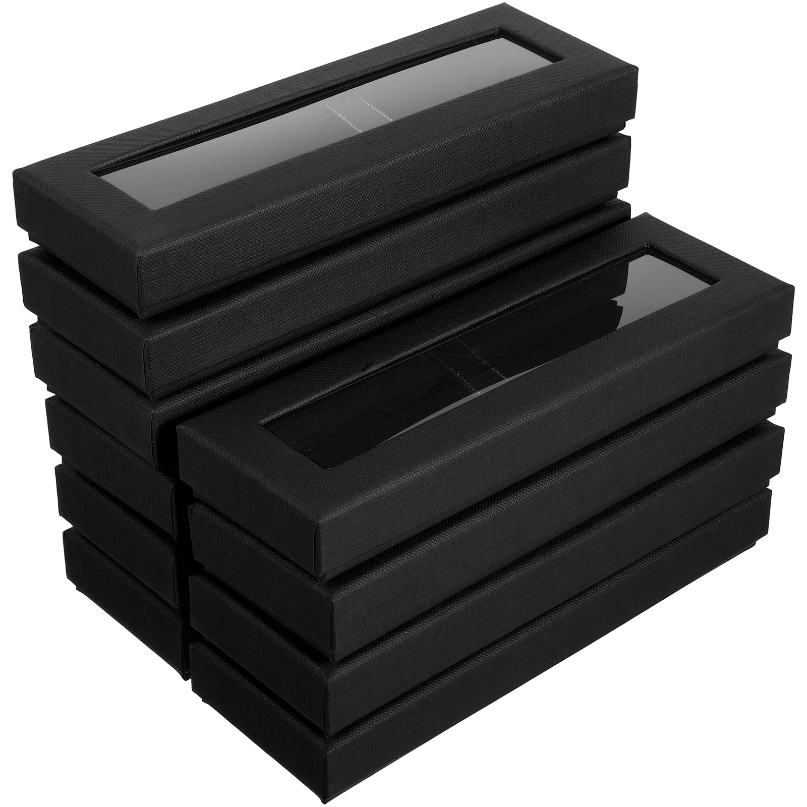 

10pcs Gift Boxes Black Pen Packaging with Transparent Window for Jewelry Watch Storage Protective Organizer Empty Cases