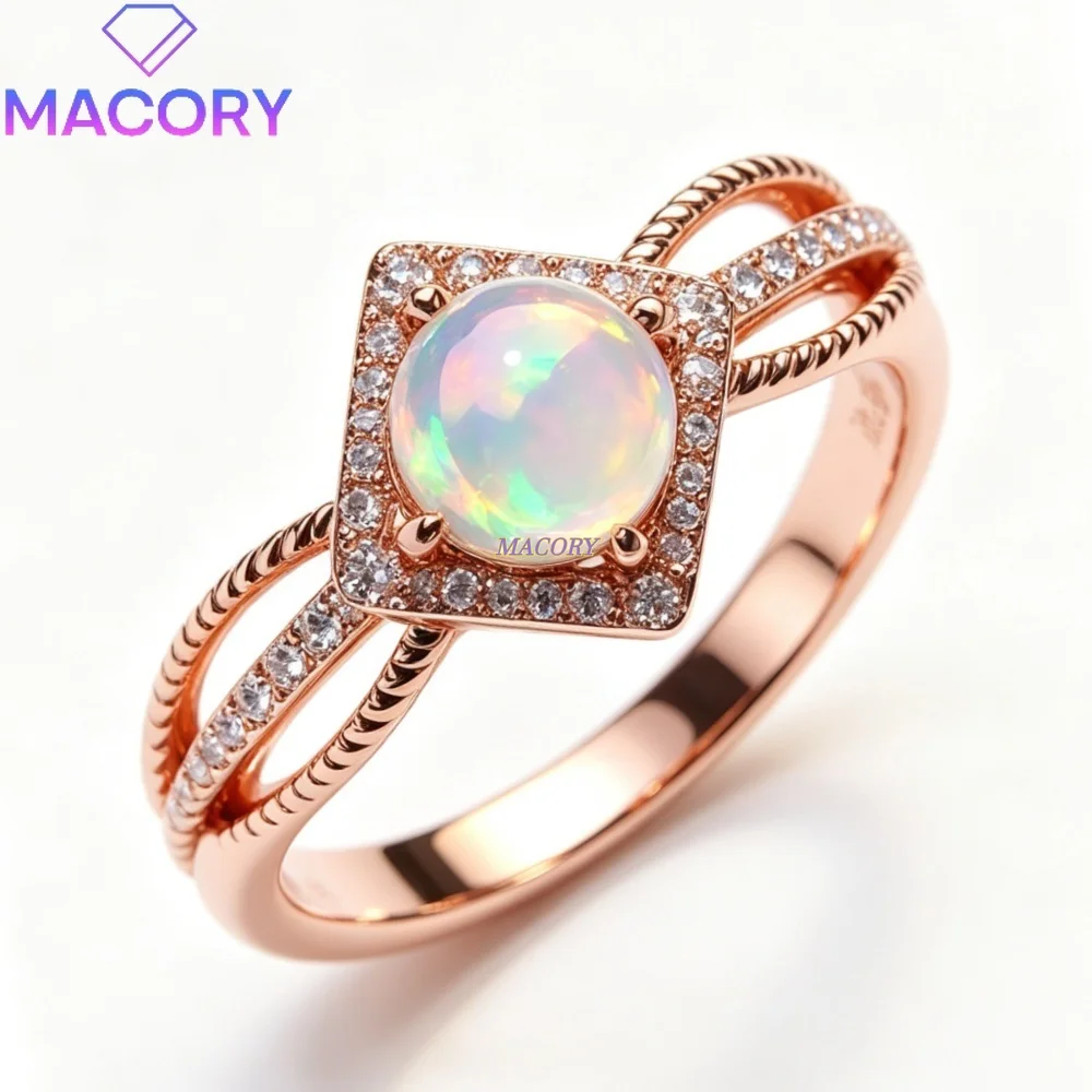 

Natural Opal 925 Sterling Silver Ring New Style Stackable Exquisite Perfect for Graduation or Adult Ceremony Elegant Design
