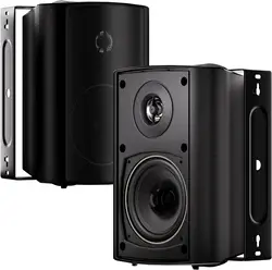 Herdio 4 Inch Outdoor Bluetooth Speakers Waterproof Wired 200 Watt For Indoor Patio Deck Wall Mount Speakers Black