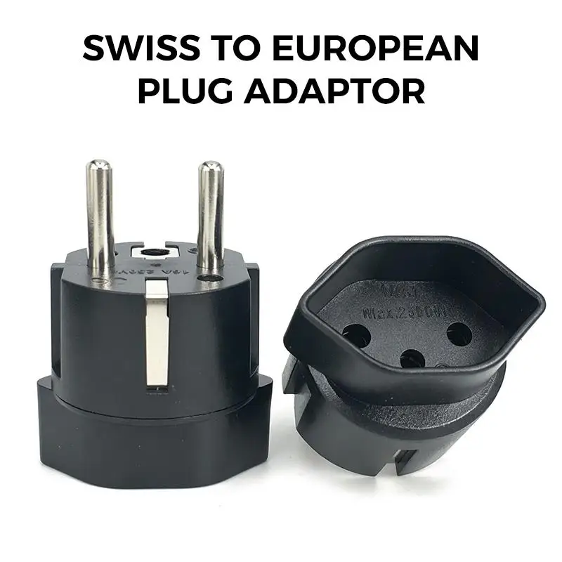 1Pcs Type J To European Plug Connector Travel Adapter Socket European France Travel Plug Adapter 16A 250V