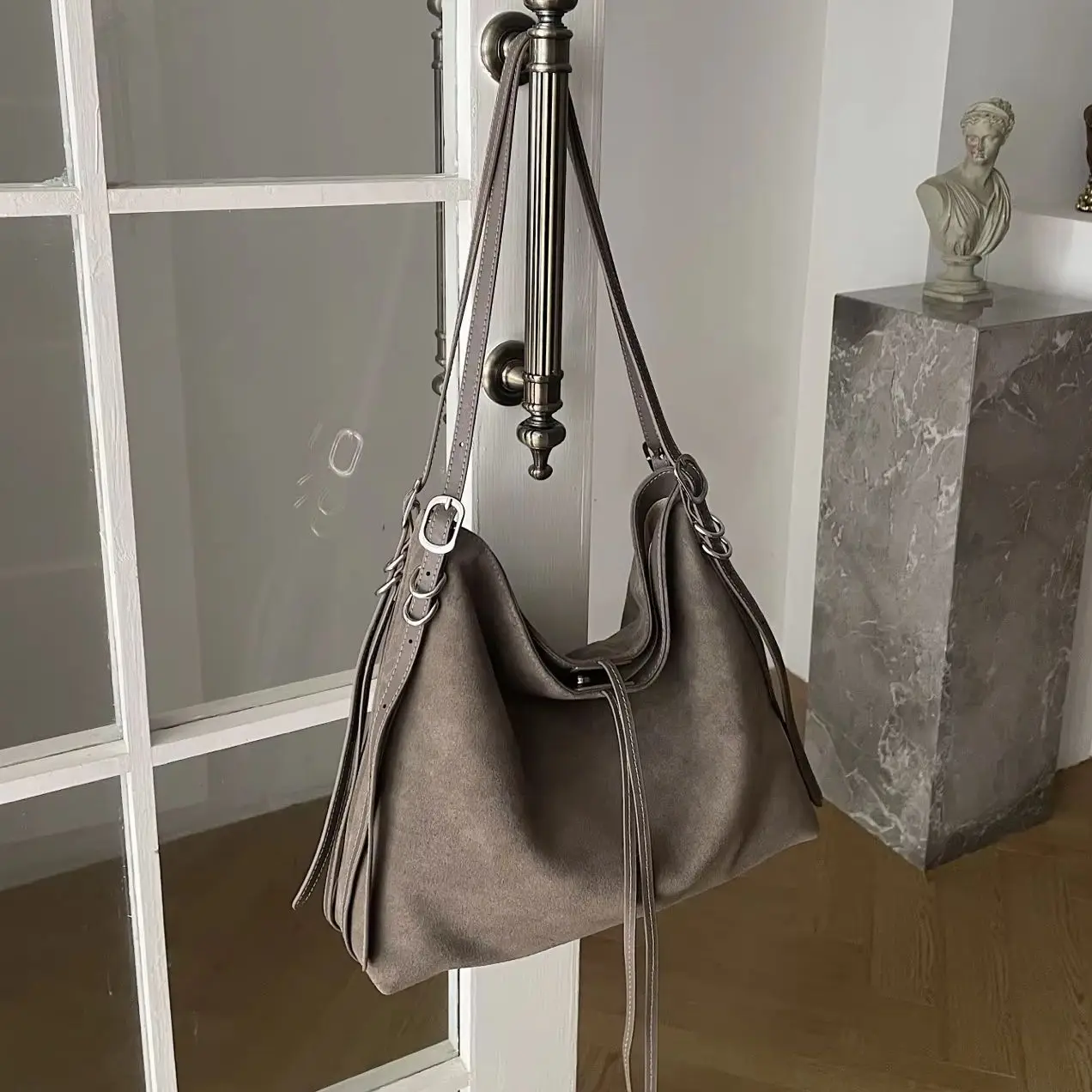 

Genuine Suede Leather Women's Shoulder Crossbody Fashion Bag Luxury Designer Brand Ladies Soft Cowhide Tote Female Underarm Bag