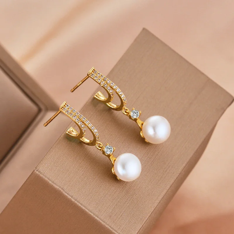 Женские серьги из серебра 100% пробы, вечерние натуральным пресноводным жемчугом