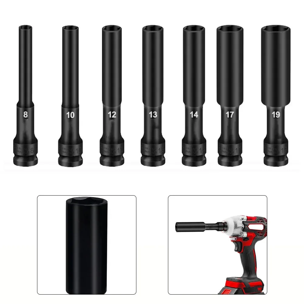 

7Pcs Socket Wrench 1 2 Drive Nuts Socket Adapter Spanner Converter 8-19mm For Electric Wrench Power Tools Accessories